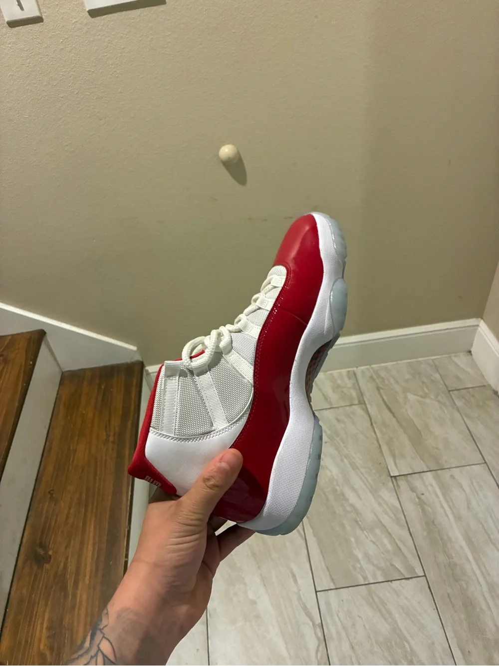 Jordan Men’s Sneakers in Red, White, and Gray